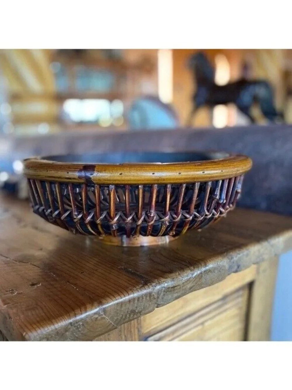 Vintage Round Bamboo Basket